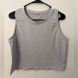 EUC Lululemon Spell Out Logo Tank Top Cropped PTP Measurement 20" Light Purple